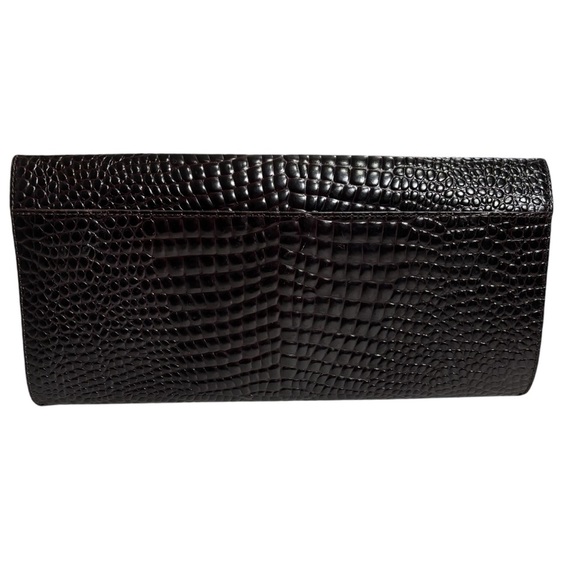 Etienne Aigner Vintage Crocodile 100% Embossed Leather Clutch with Gold Buckle - Picture 5 of 13